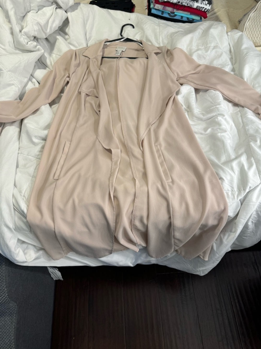 Forever 21 Blush Pink Drape Front Long Jacket